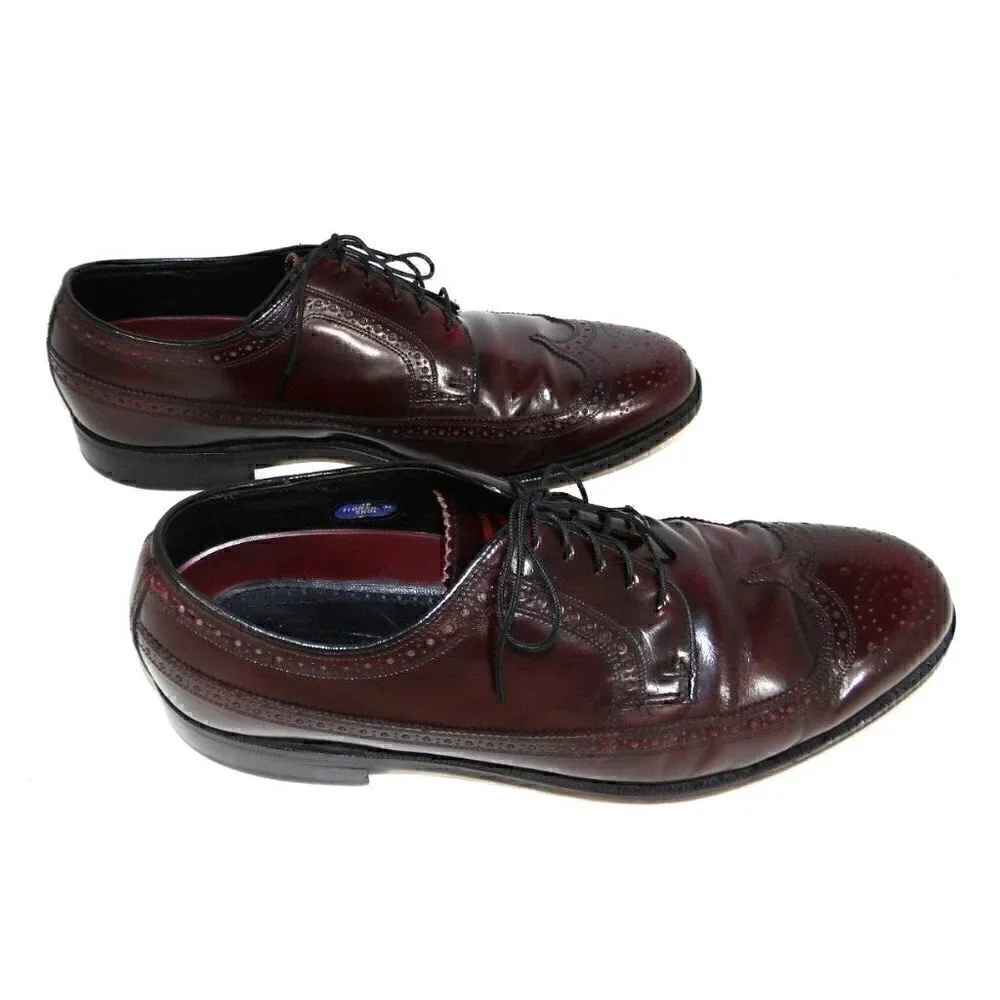 FLORSHEIN red-ish brown patent leather lace up oxford dress shoes men's size 9 D
